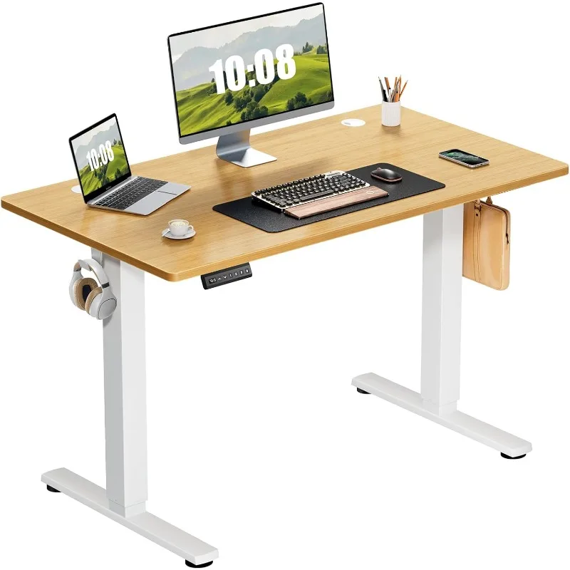 Electric Adjustable Height Standing Desk - 40 X 24 Inch Sit-stand Desk with Splice Board, Raised Home Office Computer Desk with