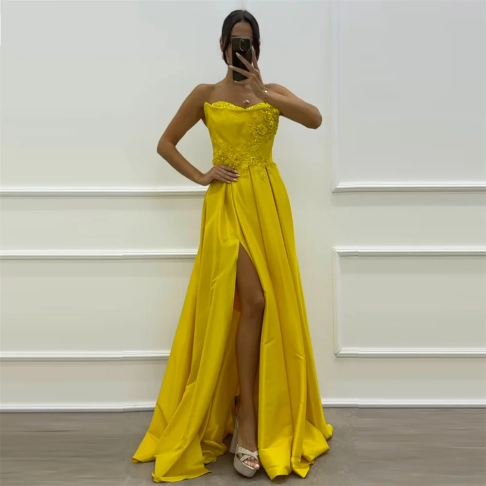 Customized Saudi Arabia Formal Gown Dearin Strapless A-line Floor Length Skirts Bespoke Occasion Dresses Evening Prom Dress