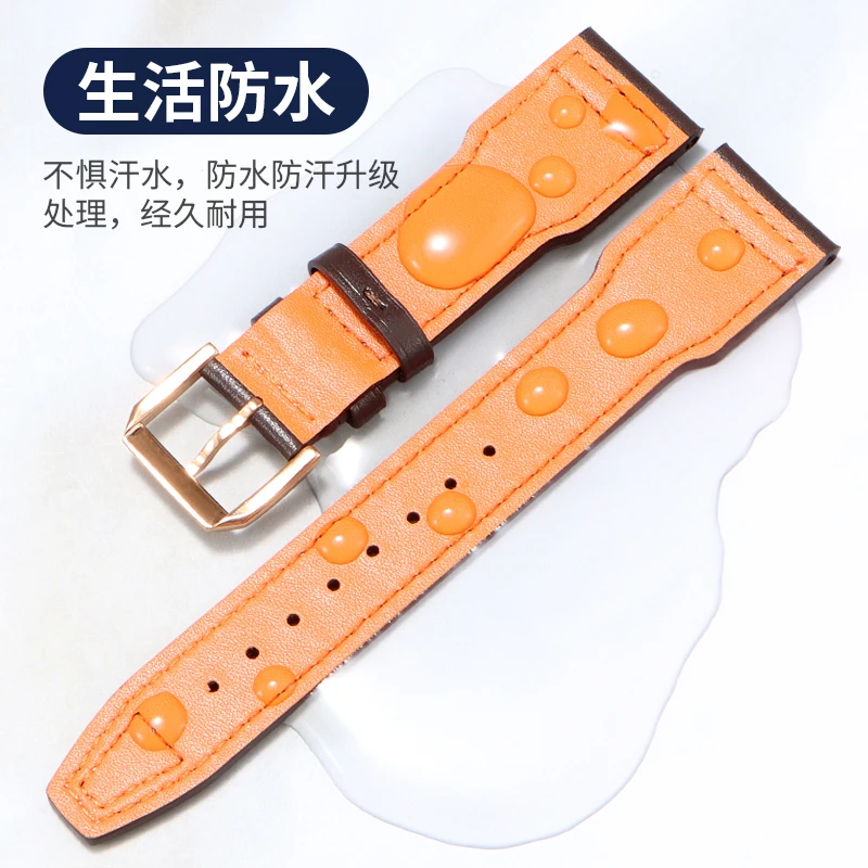 حزام بديل من الجلد الطبيعي المتوافق لساعة Tissot 1853 Quickster/Quickfire T116 Black Knight NBA Collaboration للرجال