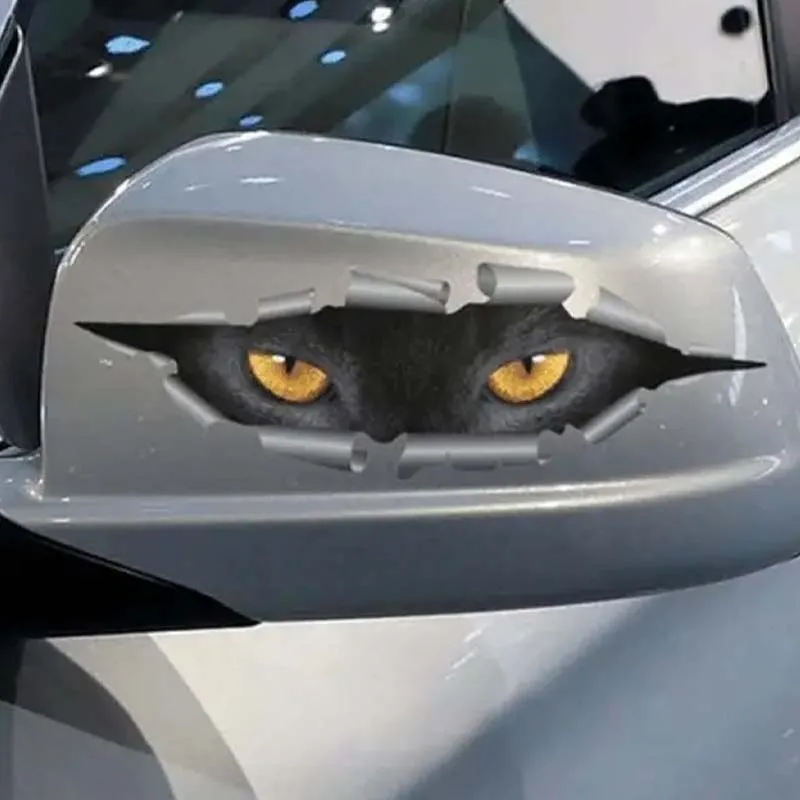 

Cat-eye style car rearview mirror stickers in 2 pieces, made of waterproof and scratch-resistant material, fun decorative car st