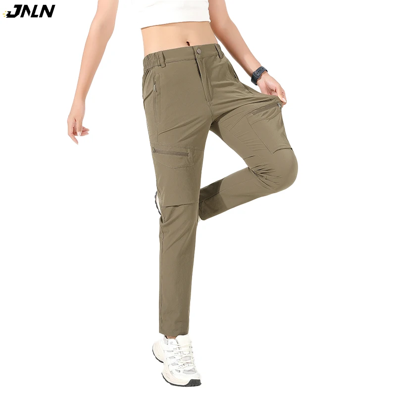 JNLN pantalones de senderismo para mujer, pantalones Cargo impermeables elásticos de 4 vías para verano, Trekking, escalada, Camping, deportes al aire libre, Pantalones de montaña