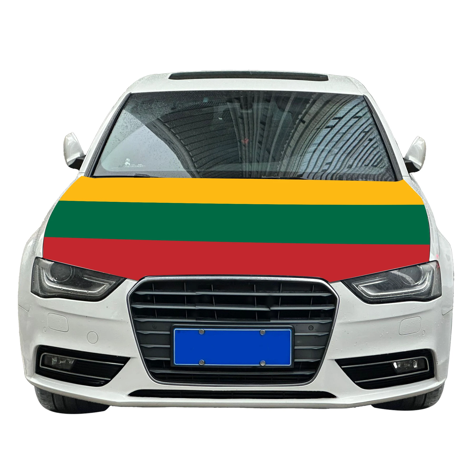 Lithuania Car Hood Cover Flag  Universal Size Elastic Polyester 120x150cm for Car Decor