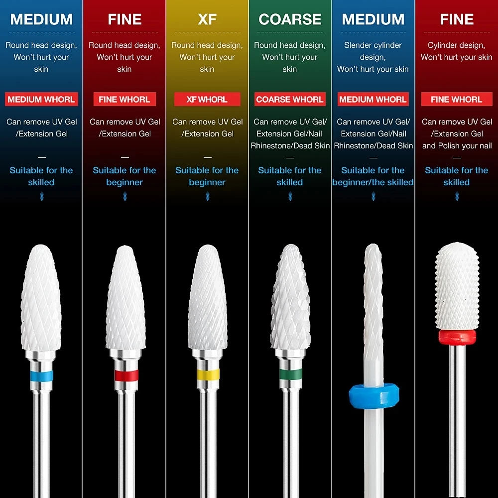 Punta per trapano per unghie in carburo di ceramica diamantata ruota fresa per fresa per unghie punte per trapano elettrico per Manicure e Pedicure