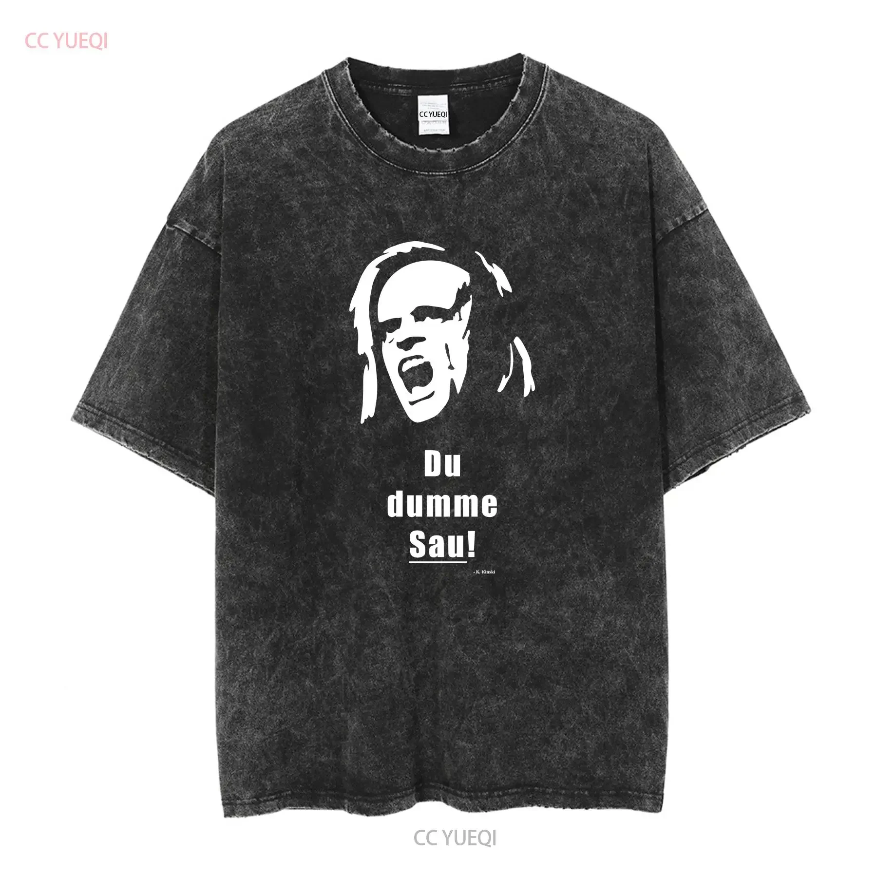Klaus Kinski sow Classic T Shirt vintage Washed Top For Everyday Wear Breathable fashion streetwear graphic Stretched Slightly
