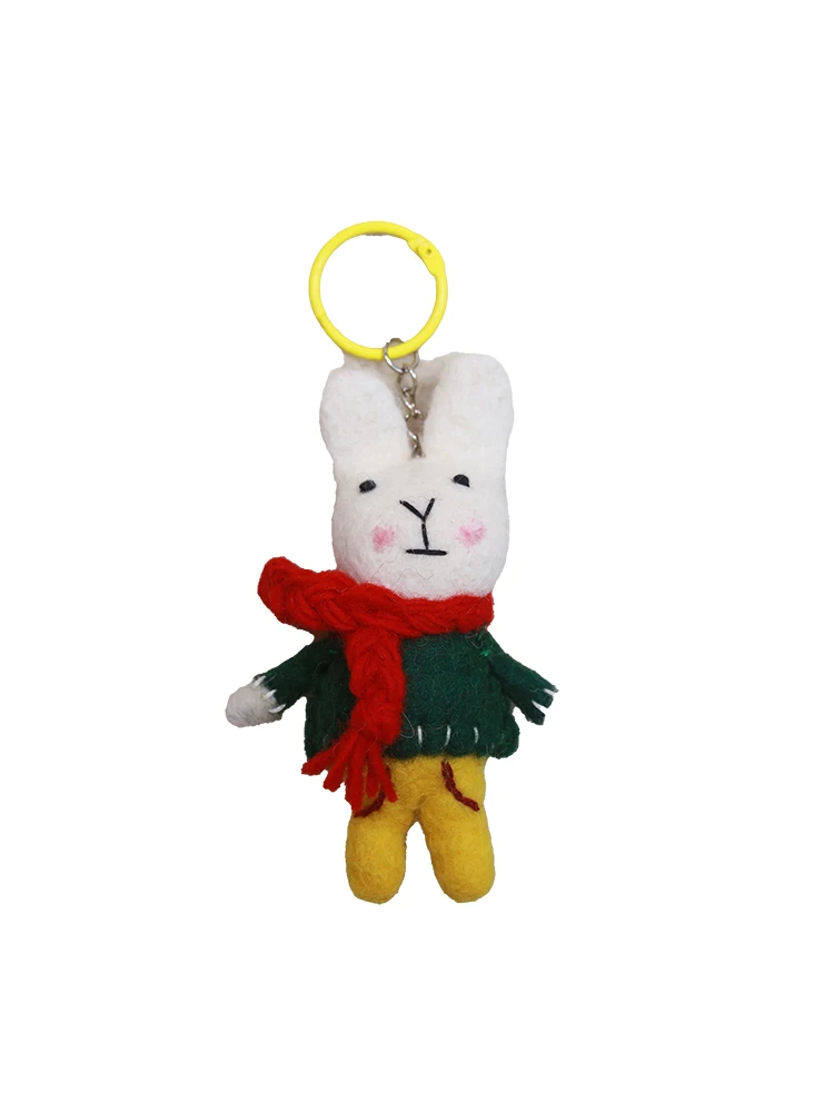 Handmade Korean Japanese Cute Rabbit Felt Keychain Bag Accessory Doll Gift Adorable Wool Felt Pendants for Luggage And Books - view 5