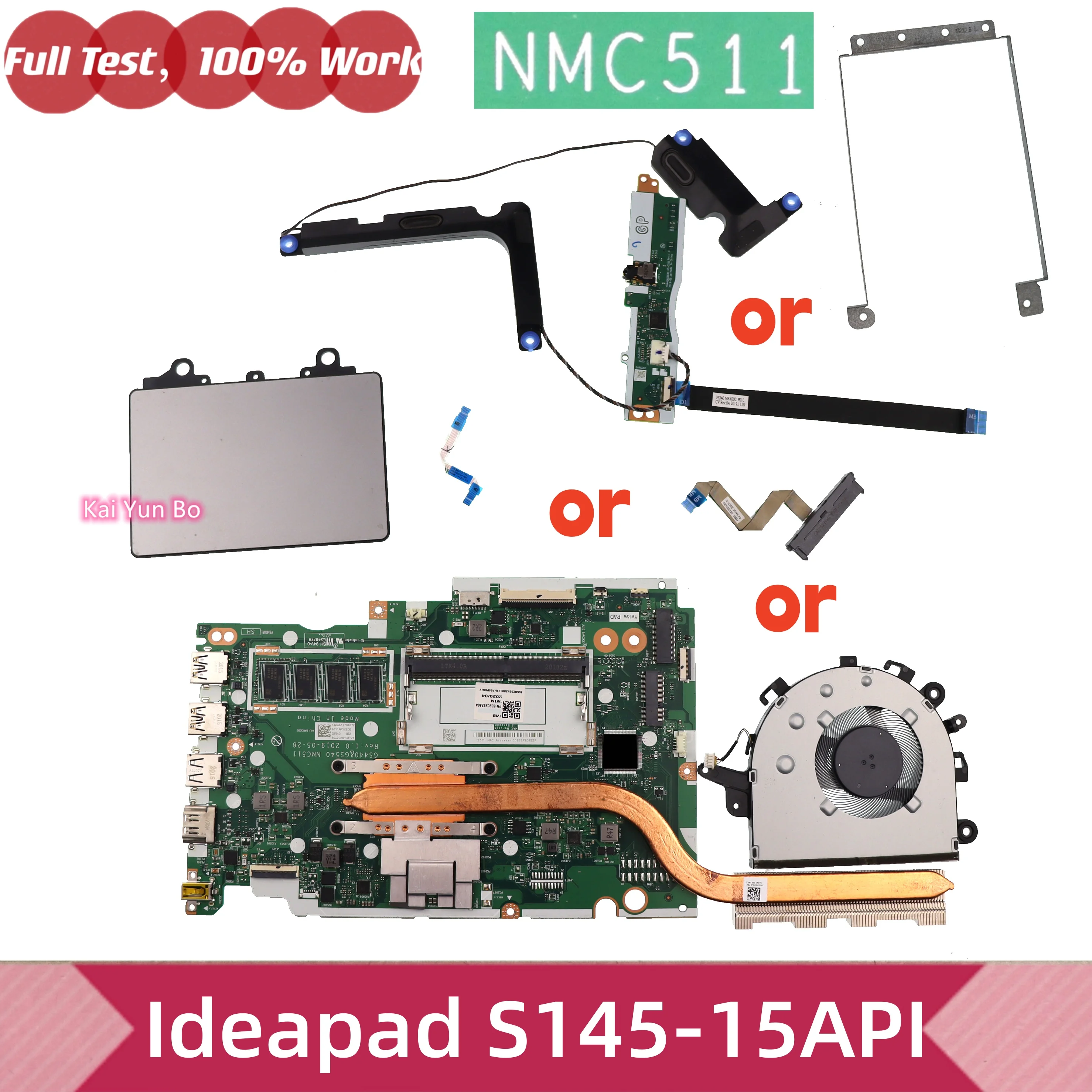 NMC511 para Lenovo Ideapad S145-15API S145-15 portátil placa madre disipador de calor ventilador altatouchpad USB botón de alimentación tarjeta de Audio tarjeta de disco duro HDD Cable SA469D-22HH PK23000RKY0 DC28000DW