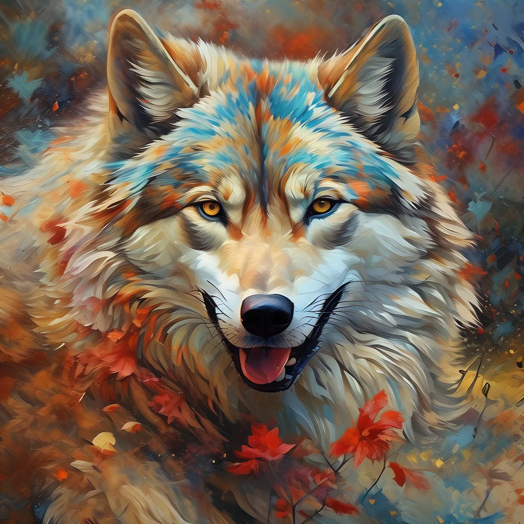 

8758587 Prairie wolf animal theme oil painting