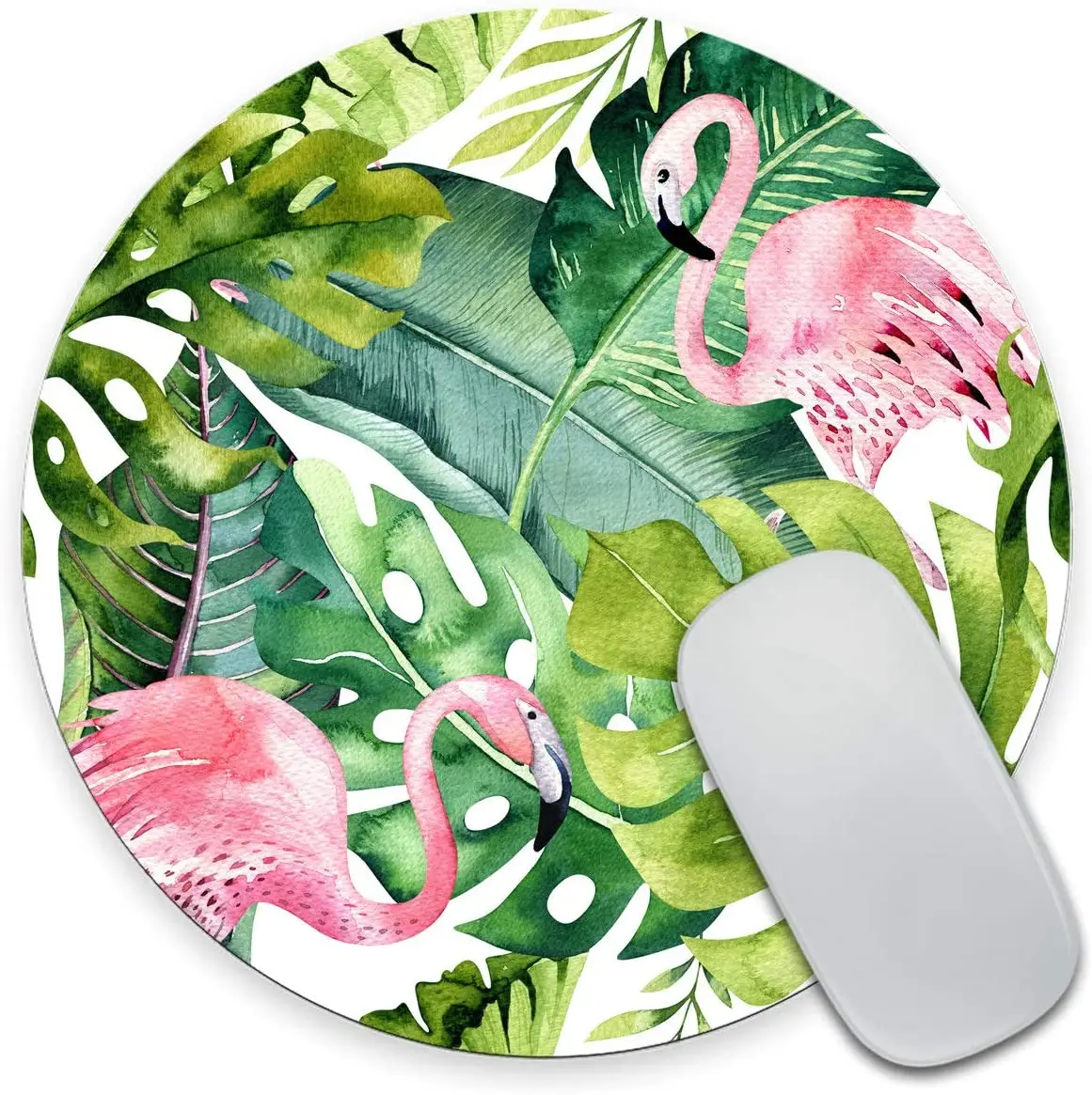 

Watercolor Tropical Palm Tree with Flamingo Mousepad Mouse Pad Custom Mouse Pad Customized Round Non-Slip Rubber Mousepad 7.9 In