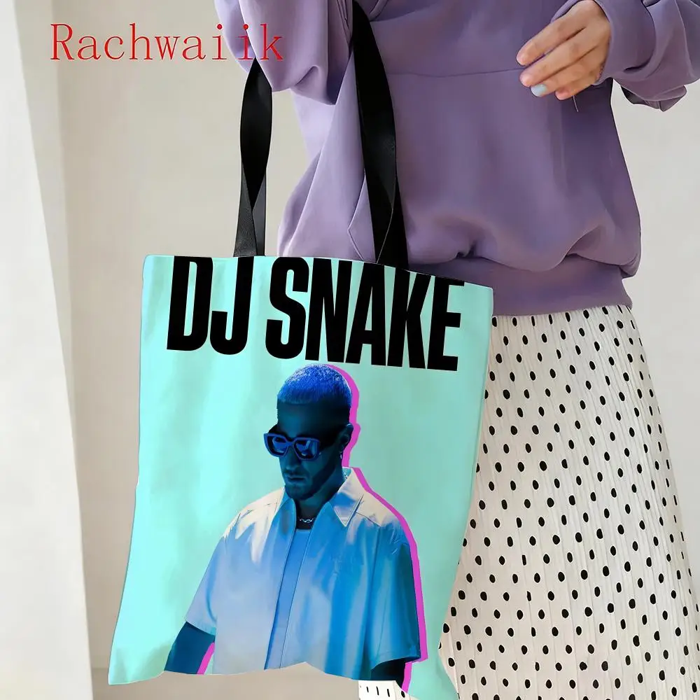 حقائب تخزين DJ S-Snake لمنتج الموسيقى خفيفة الوزن من القماش الكتاني للمتسوقين عصرية صديقة للبيئة متعددة الاستخدام بسعة كبيرة