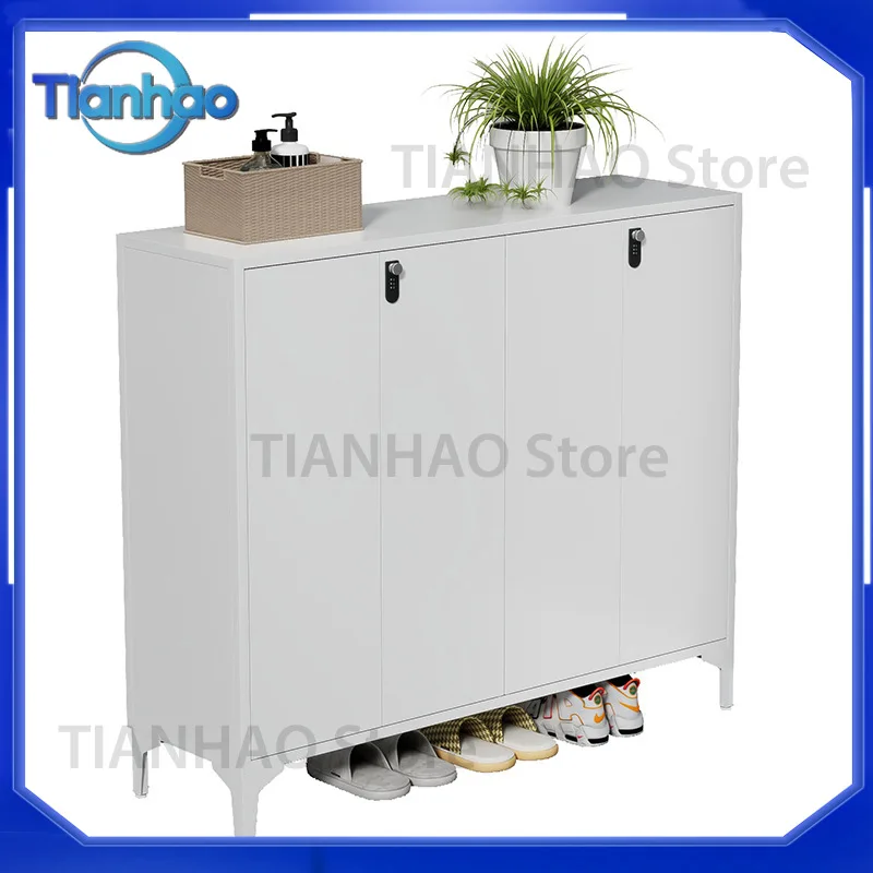 Steel Shoe Cabinet for Household Entrance Corridor Outdoor Large Capacity with Lock Iron Locker Dustproof Shoe Rack