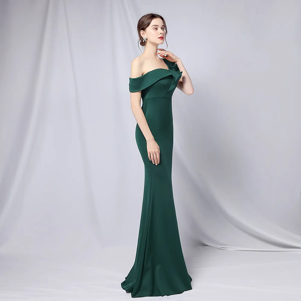 One-word shoulder banquet evening dress long elegant sexy fishtail drag queen ballroom dance dress