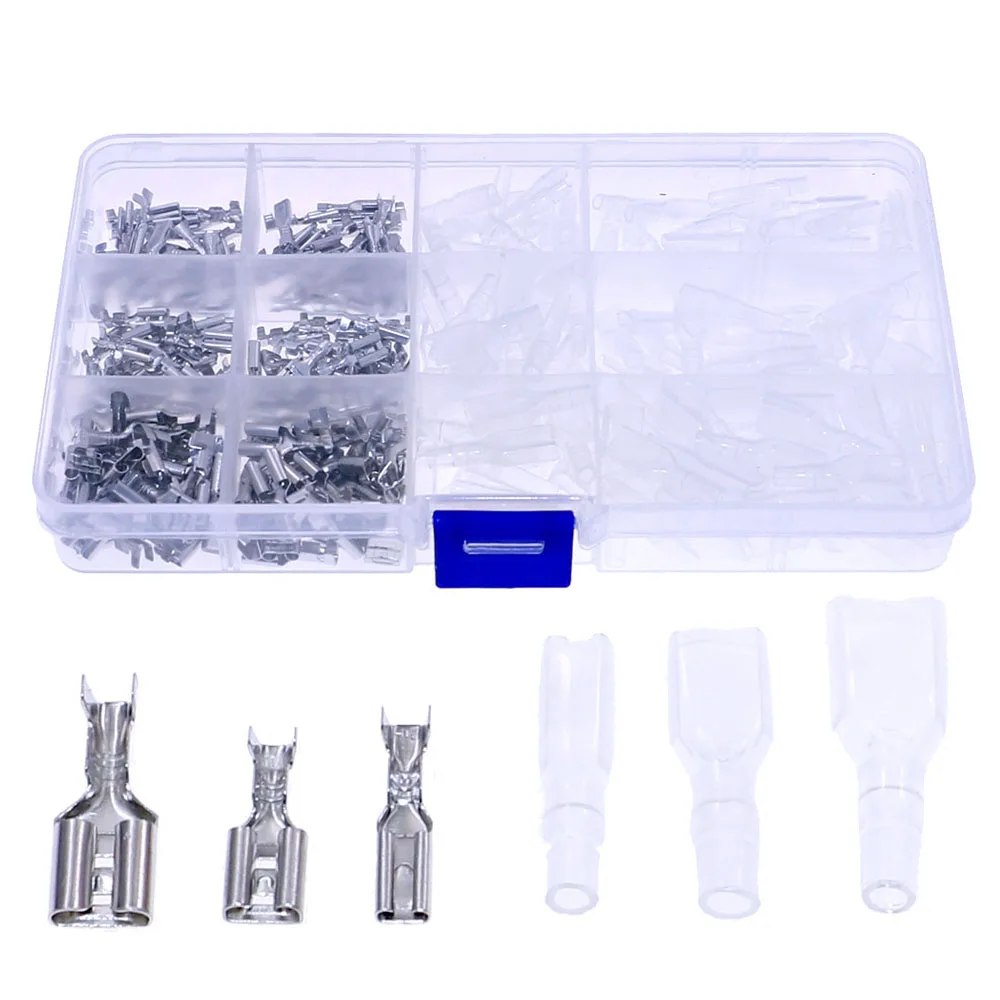 300pcs/lot 2.8 4.8 6.3 Insert Plug Spring Sheathed Wire Terminal Connector Cold Pressed Terminal Kit