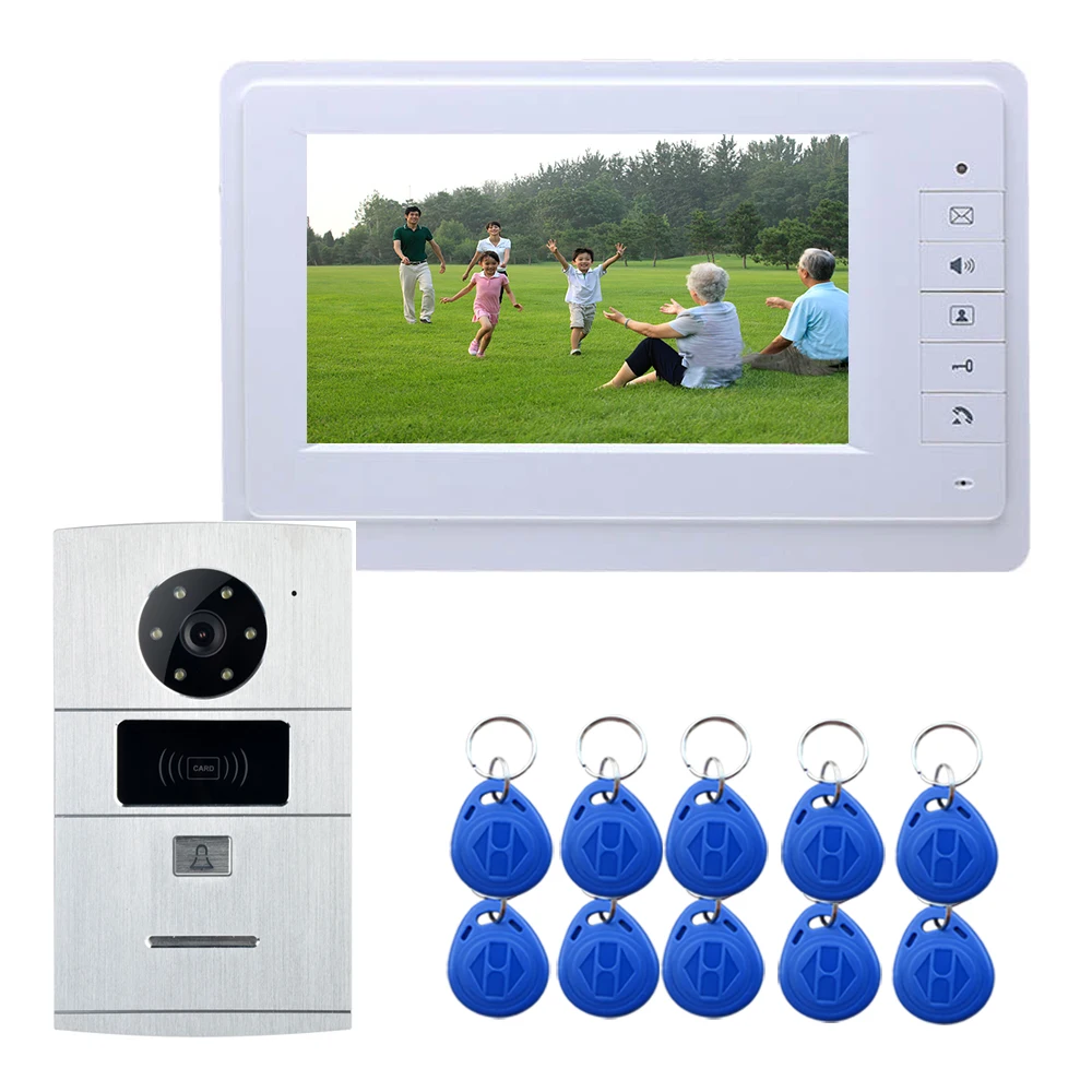 

SYSD 7 inch Color Monitor Doorbell Intercom for Home Video Door Phone with RFID Ulock IR Camera