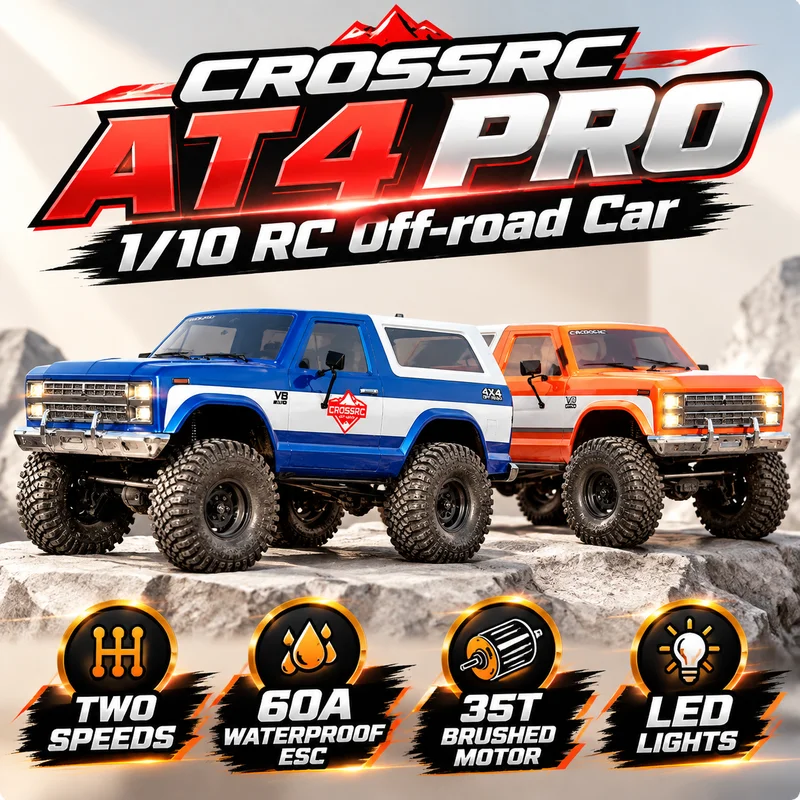 Hot CROSSRC EMO AT4 PRO 1/10 4WD Two-Speed Remote Control Brushed Off-road Climbing Vehicle Electric 4CH RC Model Toy With Light