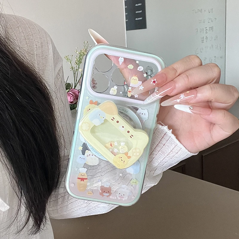 Kawaii Cartoon Animal Magnetic Phone Case For iPhone 17 Pro 16 15 Pro Max Cover with Magsafe Stand Holder Shockproof Cute Cases view 2