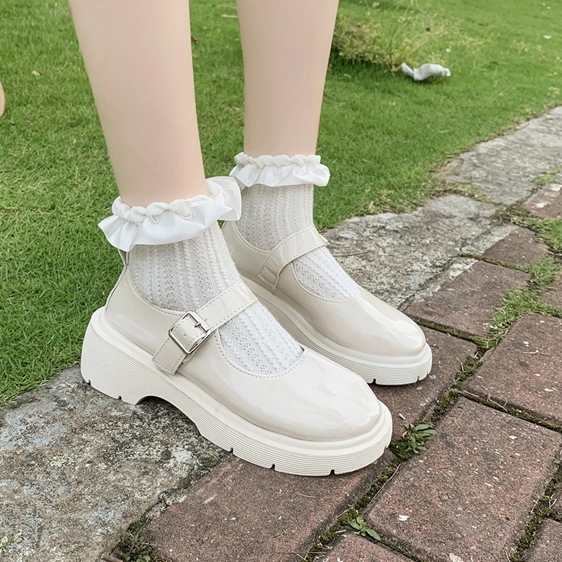 Nowe buty Lolita japońskie buty Mary Jane klasyczne dziewczyny dla studentów jednolite buty na platformie Cosplay wysokie obcasy Plus rozmiar 42