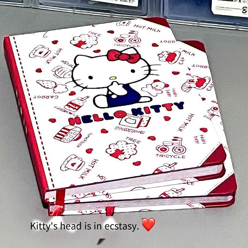 Sanrio Series Hello Kitty Notebook Cute Cartoon Journal Coloring Page Hard Shell Girly Heart Notebook Office Supplies Stationery