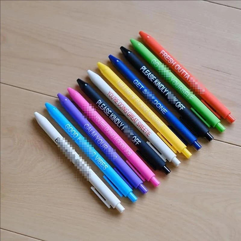 11-piece Fun Gel Pen Set with Multiple Colors, Push-Button Neutral Pens, Funny Text Sign Pens