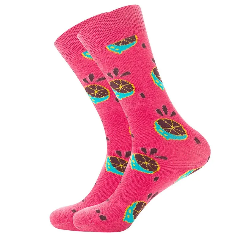 New Trend Cotton Socks Simple Fruit Print Soft Comfortable Fashion Versatile Sports Style Series Men Women Mid Length Socks T208