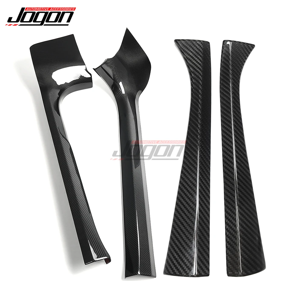 4PCS Carbon Fiber Car Inner Door Anti-kick Sill Pillar Dashboard Side Panel  Trim For Corvette C8 Stingray Coupe HTC 2020-2024