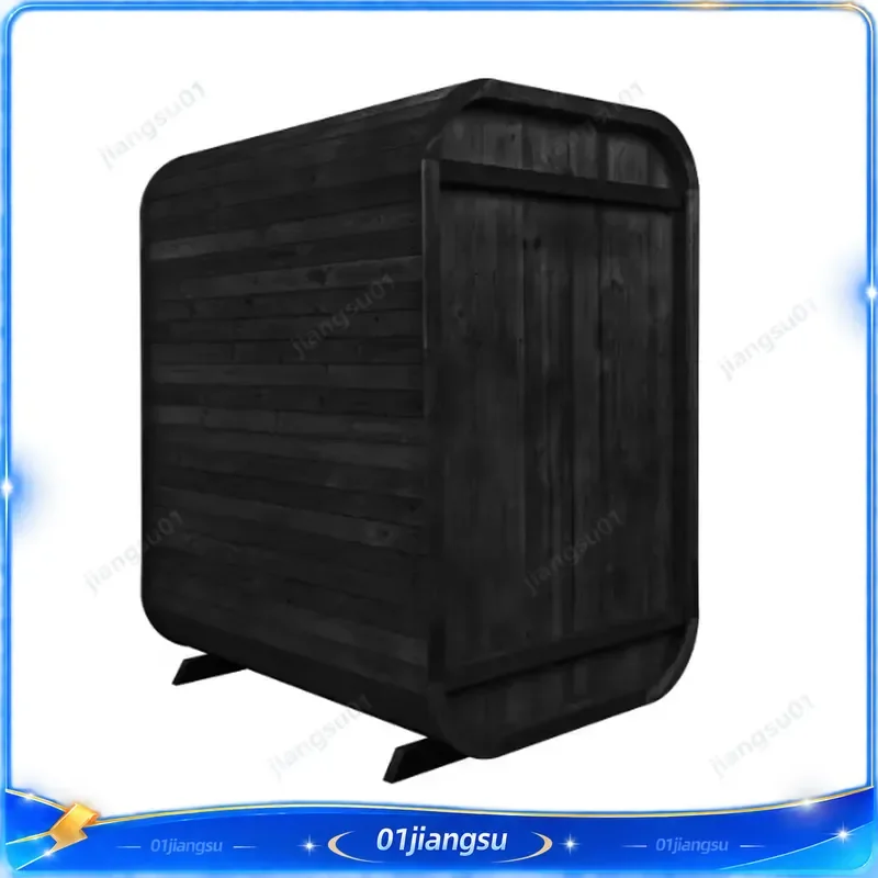 Black Canadian Red Cedar Solid Wood Outdoor 2 Person Traditional Cube Sauna Kit with 6kw Electric Stove Home Spa Wellness