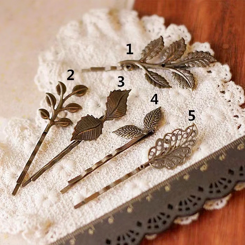 Retro Vintage Tree Leaf Hairpin Antique Ancient Bronze Hair Pins and Clips for Girls Women Head Jewelry 1pc