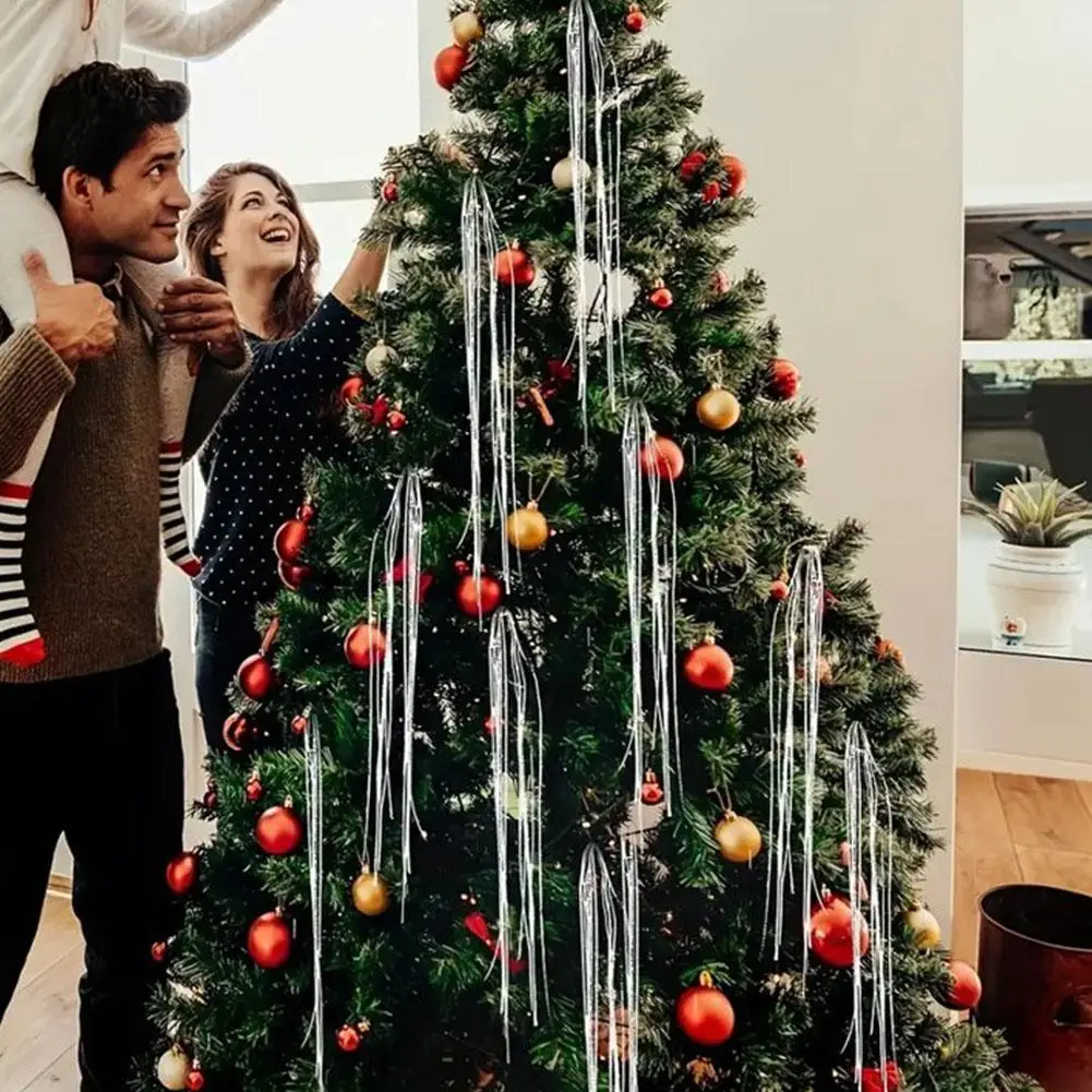 5000 Stränge Eiszapfen Schillerndes Lametta Folie Fransengirlande für Weihnachten Weihnachtsbaum Abschlussfeier Zubehör Urlaubsdekoration – Detail 8