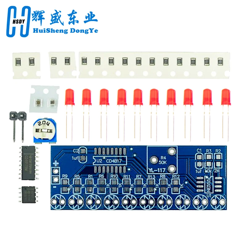 Наборы умной электроники NE555 + CD4017 Световой проточной свет, светодиодный модуль, набор «сделай сам», обучающие электронные принципы, детская лаборатория