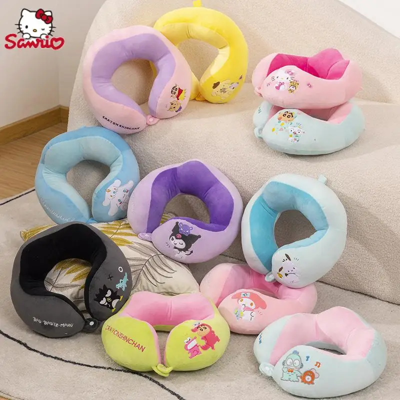 

Kawaii Sanrio Anime U-Shaped Pillow Cute Hello Kitty My Melody Kuromi Cartoon Soft Portable Travel Neck Pillow Gifts for Girls