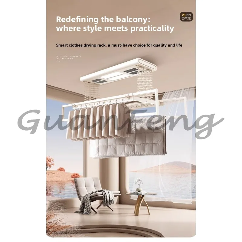 Automatic lifting and retractable clothes drying rod Electric drying rack Hidden remote control drying