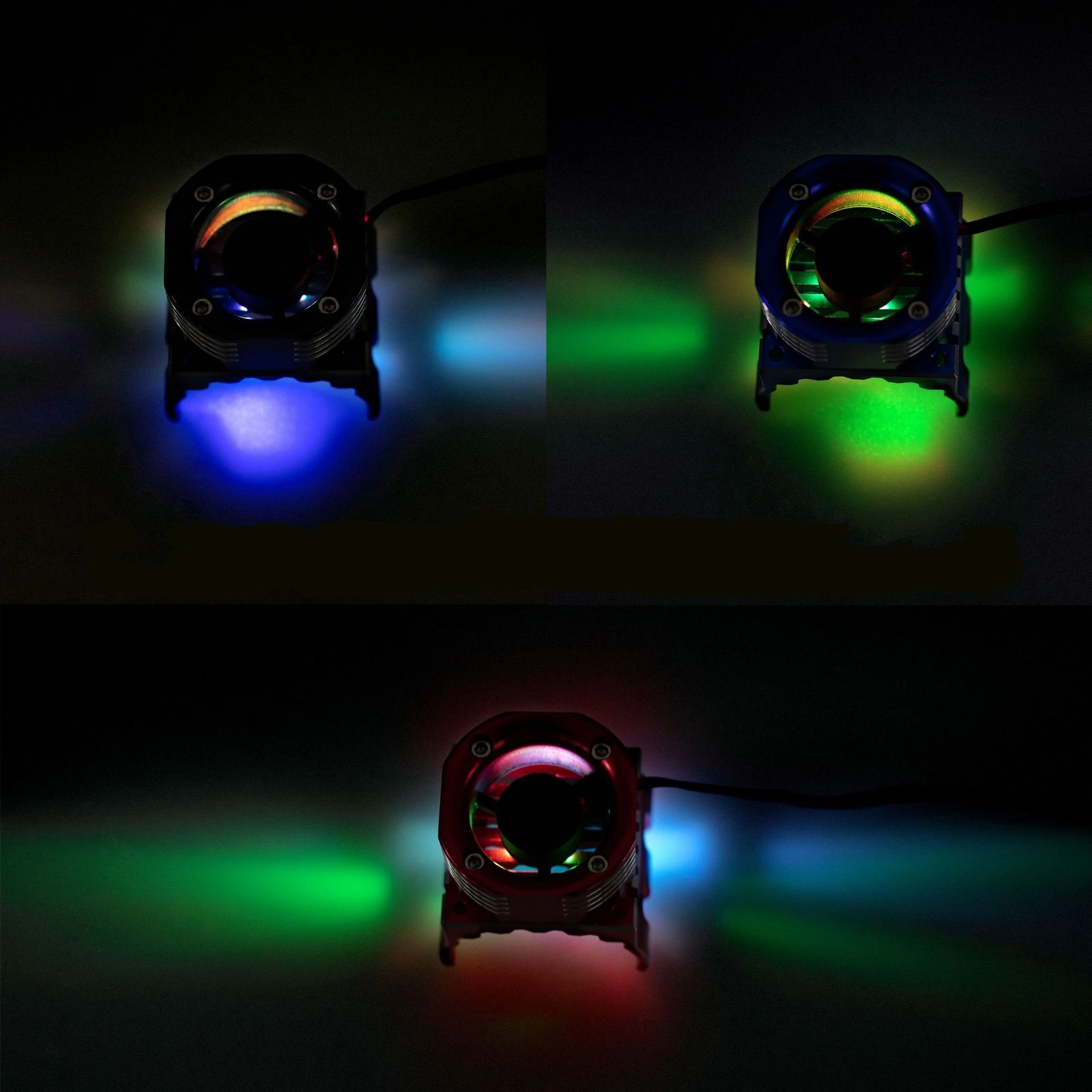 Wentylator chłodzący 42mm radiator z lampką LED do Traxxas 1/10 Maxx E-Maxx E-Revo Summit Arrma 1/8 Kraton Talion Typhon