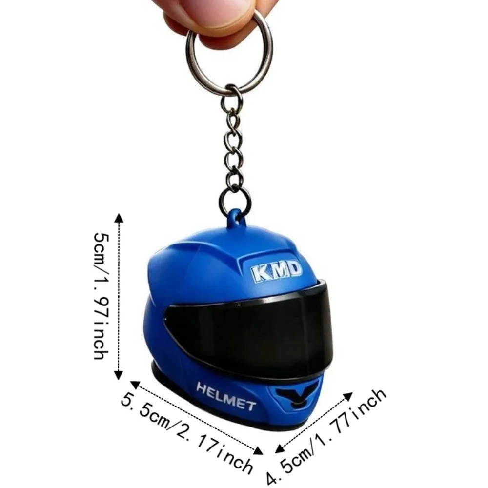 Kreativer Leuchtender Motorradhelm-Schlüsselanhänger LED-Sicherheitswarnung Helm-Schlüsselring Mini-Größe 3D Kreativer Taschen-Schlüsselanhänger – Detail 1