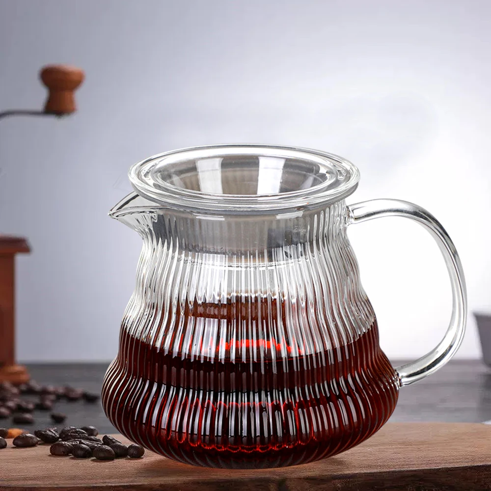 Jarra de café hecha a mano de 600ml, hervidor de vidrio transparente con forma de nubes, olla para compartir con tapas, accesorios para cafetera Espresso