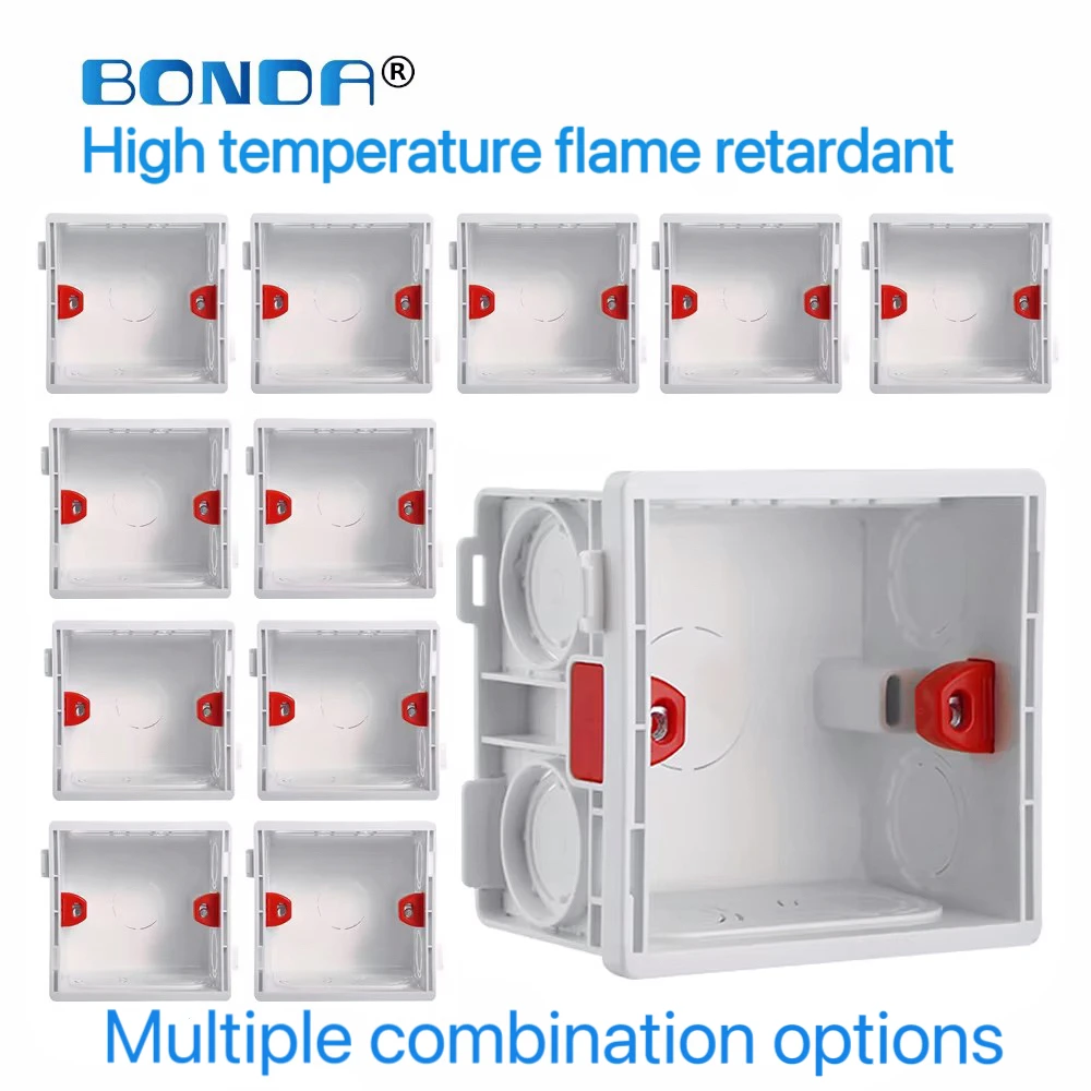 Switch Socket Box Atlectric Mounting Cassette Junction Hidden Concealed Internal Mounting Wall Box Cassette Type 86mm White