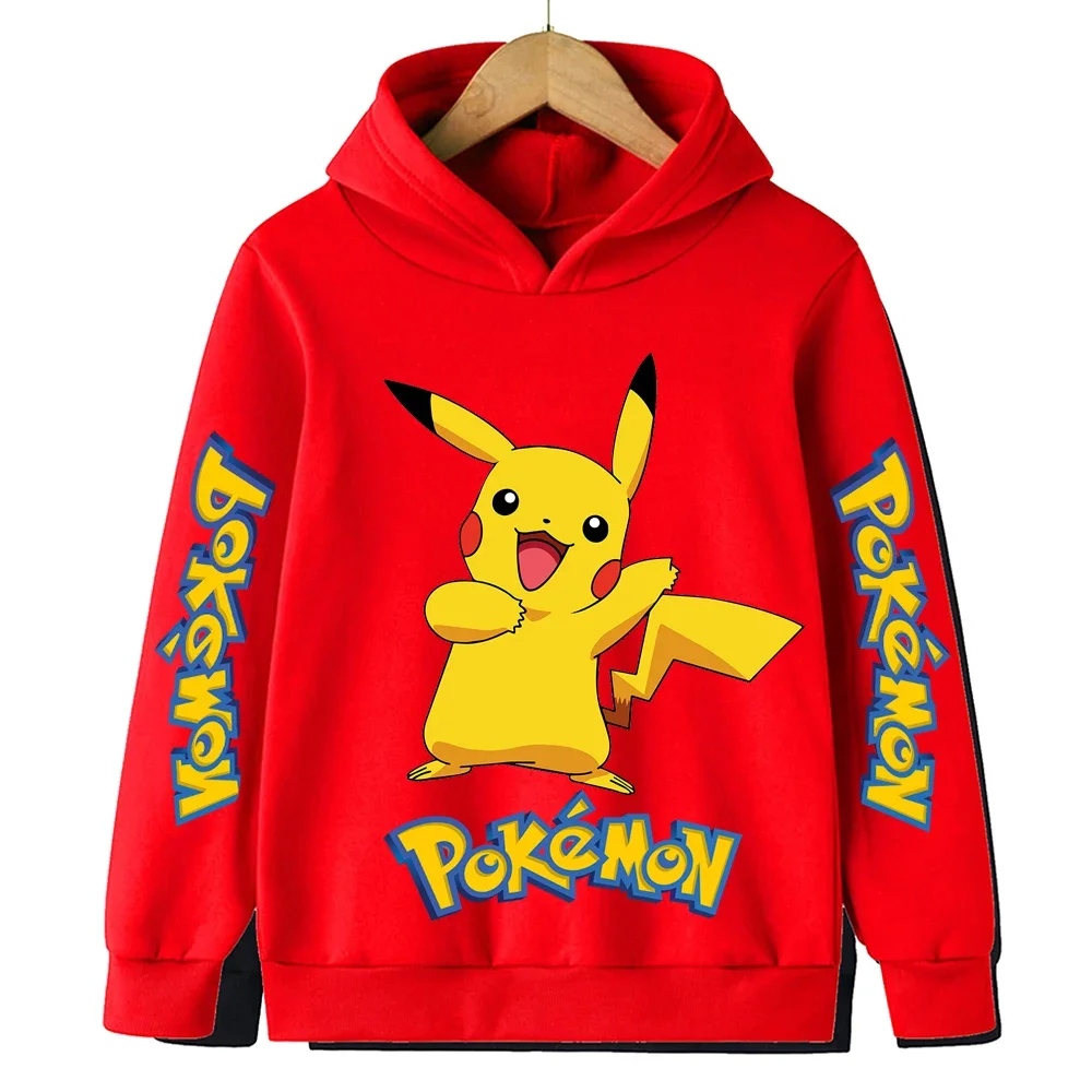 الخريف أنيمي بيكاتشو جيب وحوش الفتيان والفتيات الكرتون المطبوعة عارضة محبوك مقنعين ملابس رياضية الطفل ملابس الأطفال #1