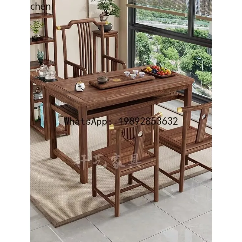 Table à thé de balcon bureau table à thé en bois massif brassage à sec intégré ménage petit appartement table à thé