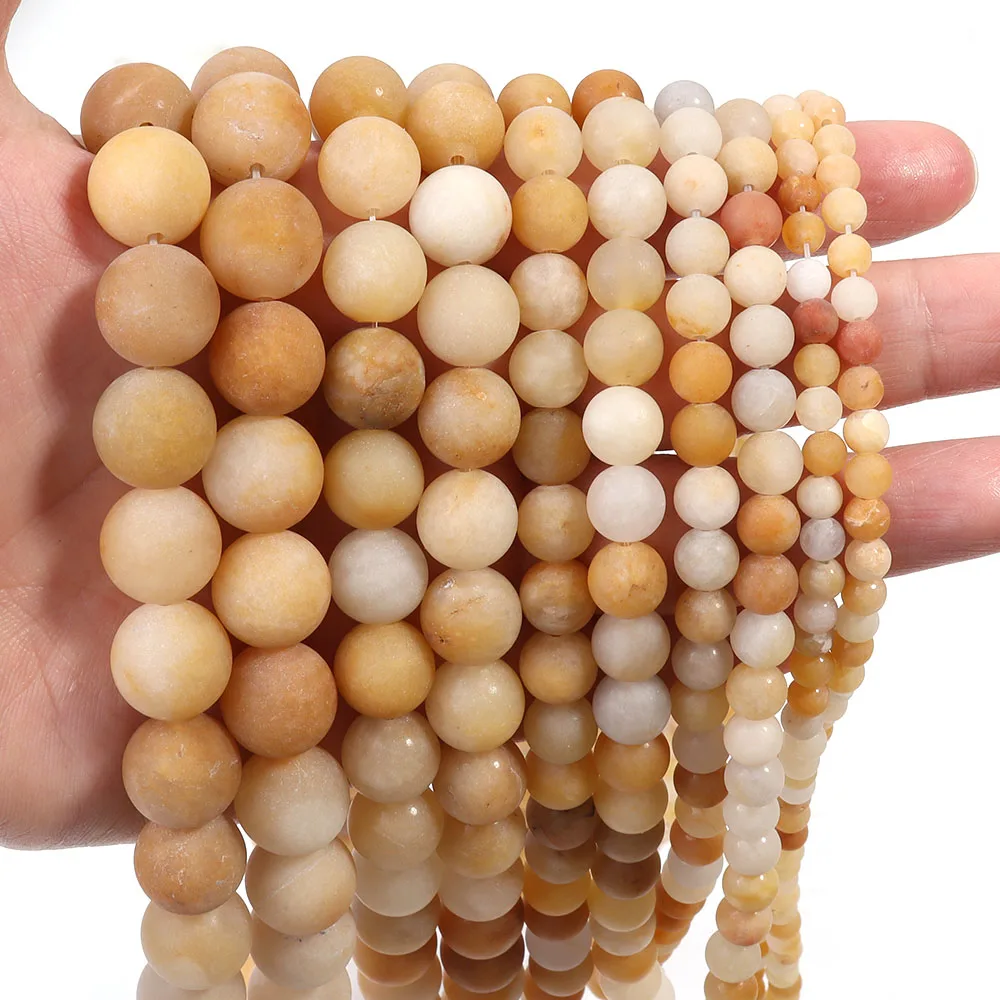 4 6 8 10 12 mm Naturstein Gelbes Wachs Aventurin Runde Perle Lose Perlen für Schmuckherstellung Armbandherstellung DIY Zubehör