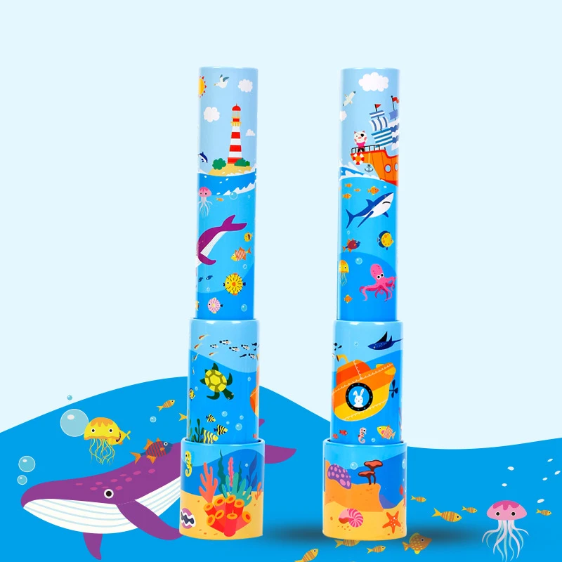 Children's Puzzle Toys Cartoon Cute Dinosaurs Sea World Tin Monoculars Outdoor Exploration Science Education Toys