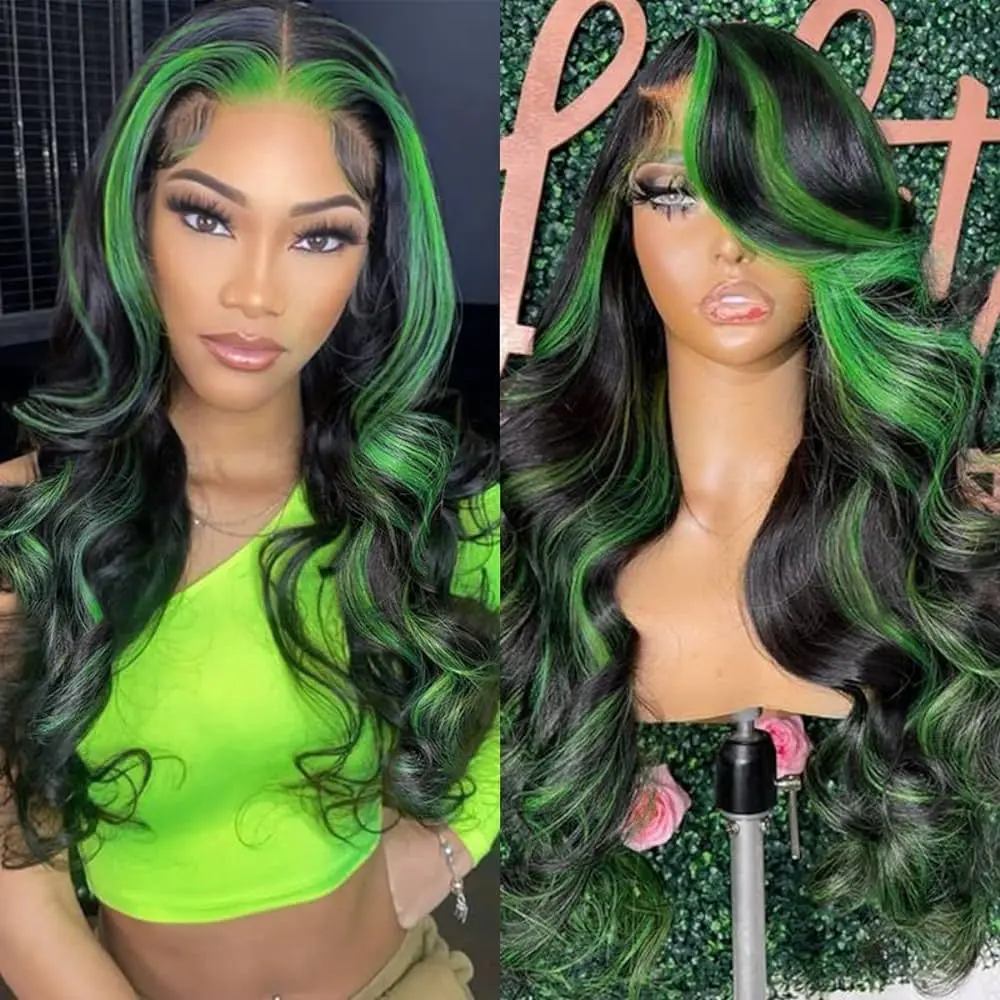 30 40 Inch Green Body Wave Human Hair Lace Front Wigs 13x4 13X6 HD Lace Frontal Wig Brazilian Colored Highlight Wig Human Hair