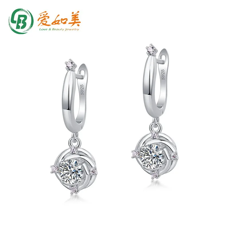 

New Dynamic Moissanite Earrings 18K Gold PT950 Platinum Silver Plated 7-Layer Golden Flower Duo Colorful Treasure Earrings