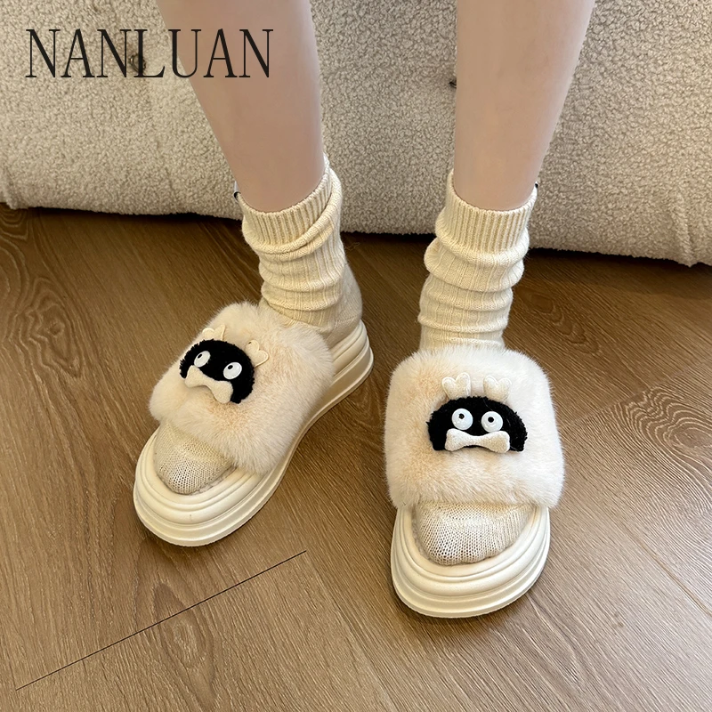 

2024 Boutique Winter Ladies Slippers Cute Indoor Cotton Slippers 35-42 Sizes Solid Color High Quality Flat Women's Shoes