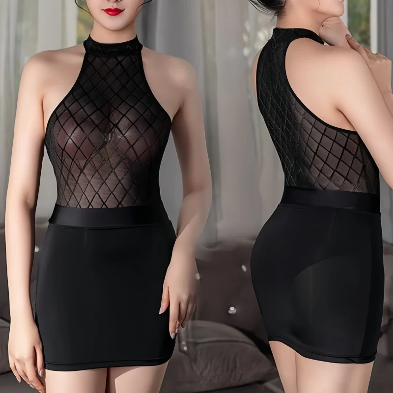 NEWJOINFUN-faldas cortas transparentes para mujer, minifalda de tubo de cintura alta, vestido largo y transparente para Club nocturno