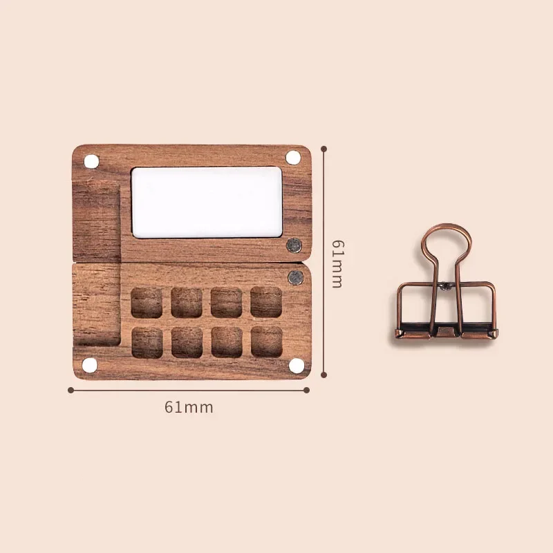 Mini Walnut Watercolor Paint Palette Empty 8 Grid 0.5ml Professional Travel Wooden Paint Palette Tray Art Painting Supplies