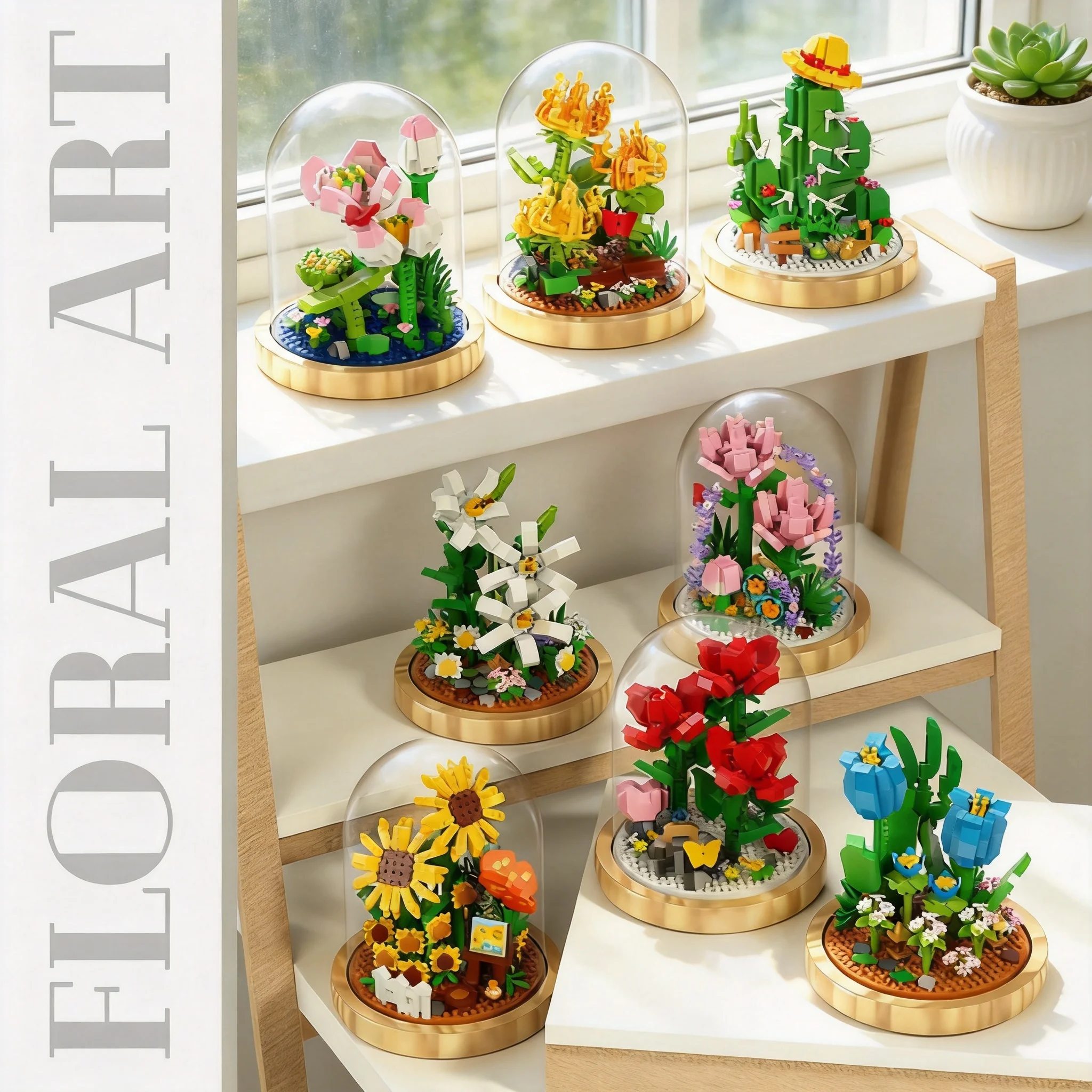 

Building Blocks Rose Chrysanthemum Orchid Succulents Potted Bouquet Hands-on Assembly Romantic Desktop Decorative Gift For Teens