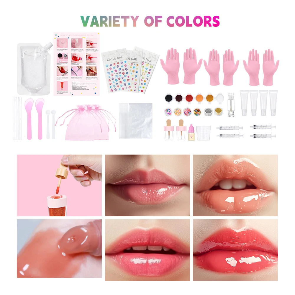 Lakerain เด็ก DIY ลิปกลอสชุดเครื่องมือที่สมบูรณ์และใช้งานง่าย DIY ลิปสติกลิปกลอสแต่งหน้าเครื่องมือของขวัญวันเกิดหญิง