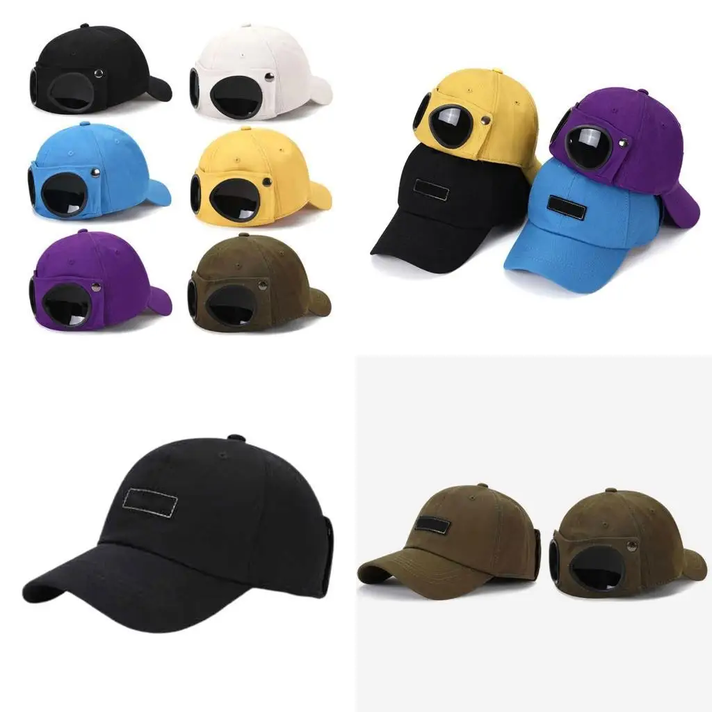 

652F Baseball Cap for Men Women Running Workouts Outdoor Activities All Seasons 2 In 1 Glasses Goggles Solid Color Hat