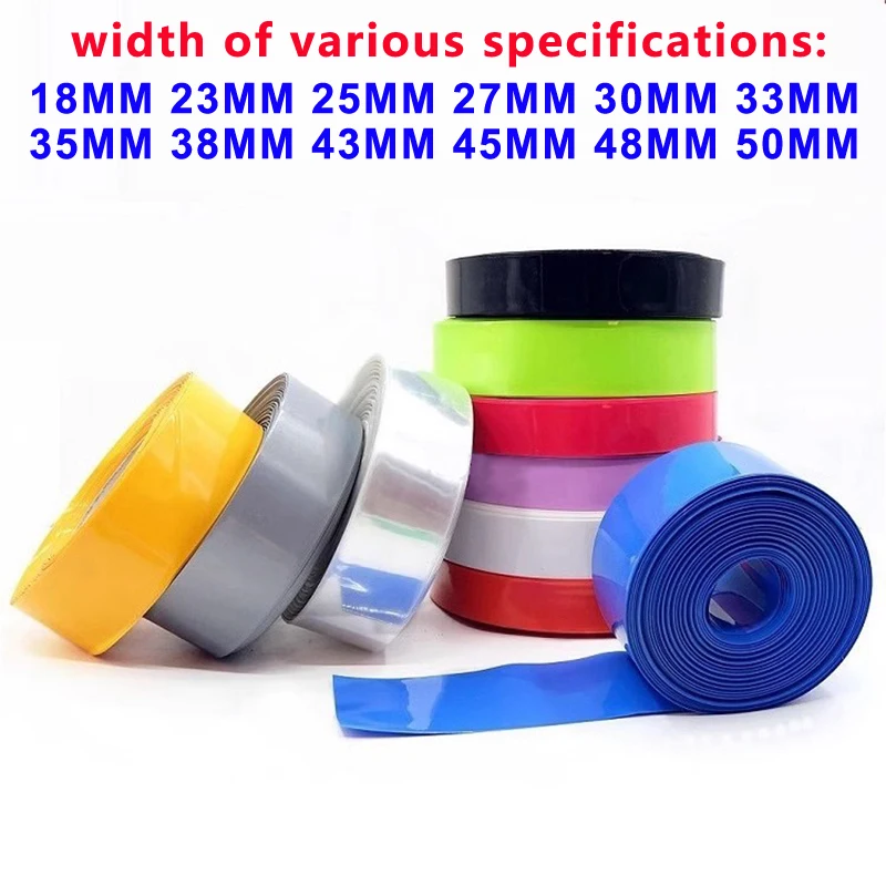 1m/lot Lithium battery shrink film insulation film 18650 21700 26650 battery pack outer skin shrink PVC heat shrink sleeve