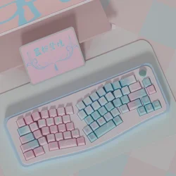 Blue Pink Dream Theme Keycaps Set PBT Sublimation Cherry Profile Key Cap Mechanical Keyboard Accessories Gradient Pink Keycaps