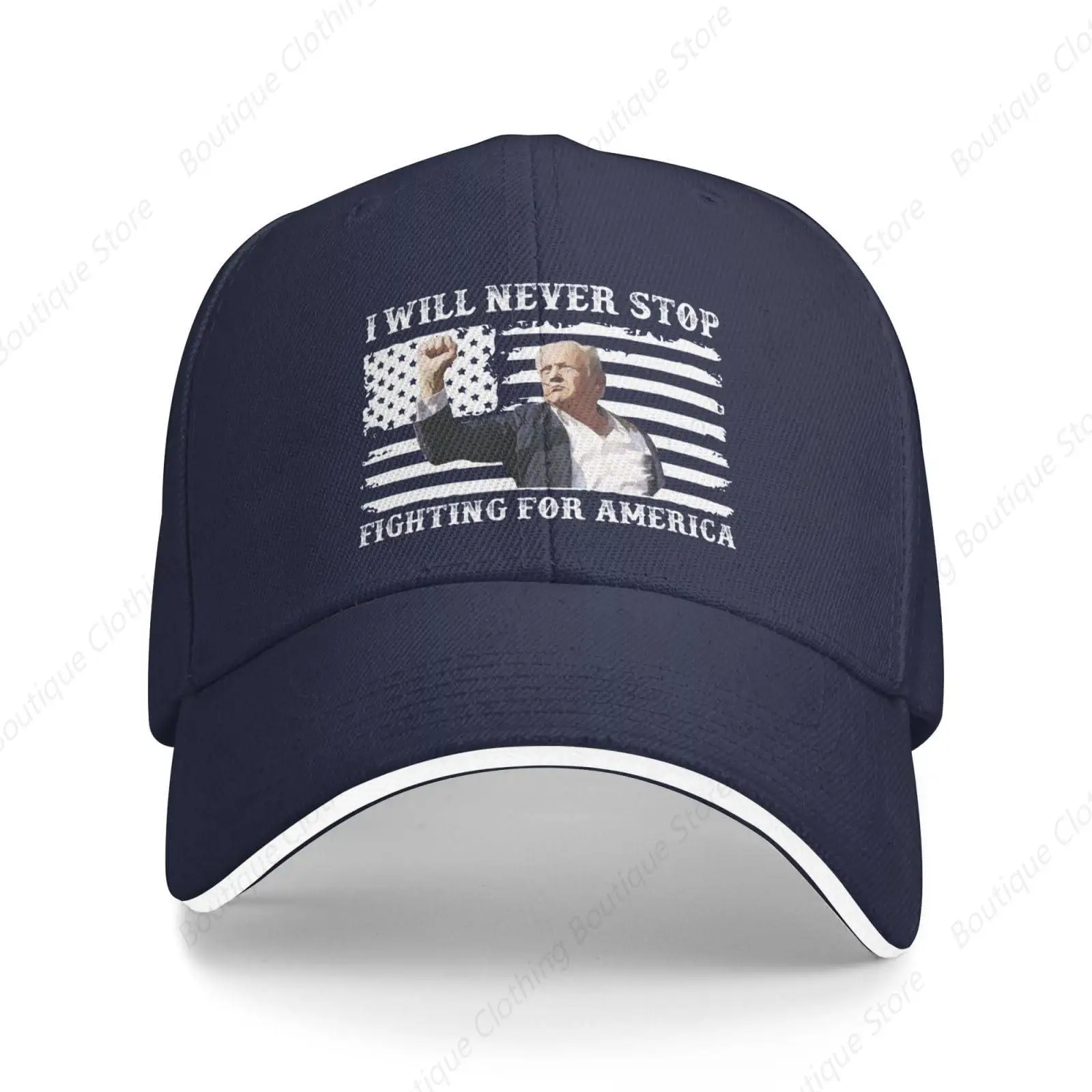 I Will Never Stop Fighting for America Hat for Men Dad Hat Cool Hat Gray