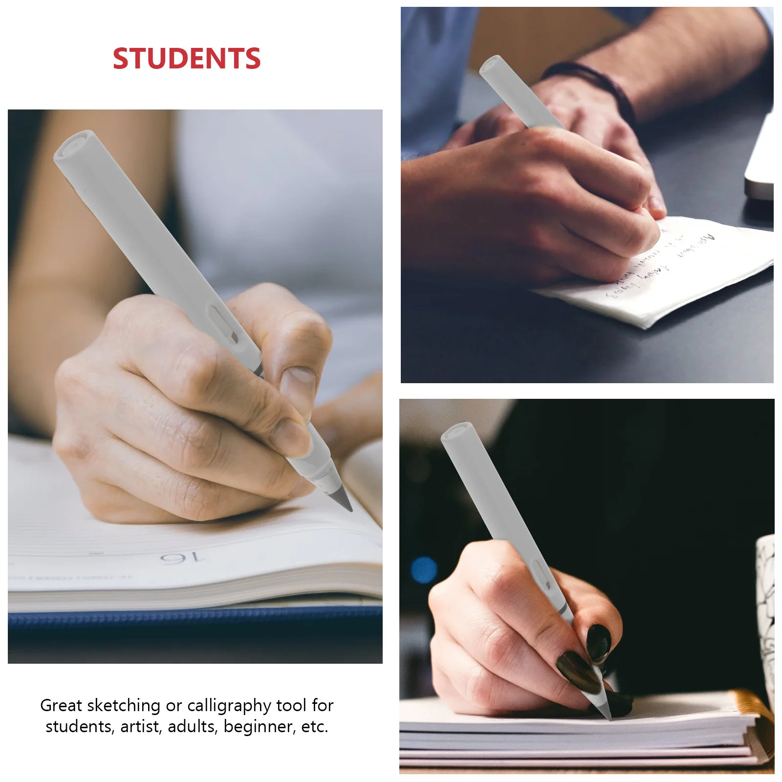 6Pcs Non Sharpening Plastic Pencil Smudge Free Line Retention Excellent for Handwriting Practice Sketching Painting Craft